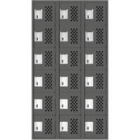 Clean-Line Perforated Lockerette, 6 -tier, Bank of 3, 15" x 72" x 12", Steel Chandler Sales