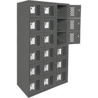 Clean-Line Perforated Lockerette, 6 -tier, Bank of 3, 15" x 72" x 12", Steel Chandler Sales