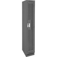 Clean Line Lockers, 12" x 18" x 76", Steel, Charcoal, Rivet (Assembled), Perforated Chandler Sales