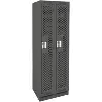 Clean Line Lockers, Bank of 2, 24" x 18" x 76", Steel, Charcoal, Rivet (Assembled), Perforated Chandler Sales