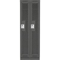 Clean Line Lockers, Bank of 2, 24" x 18" x 76", Steel, Charcoal, Rivet (Assembled), Perforated Chandler Sales