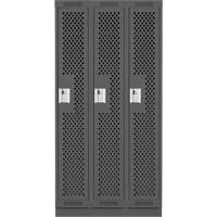 Clean Line Lockers, Bank of 3, 36" x 18" x 76", Steel, Charcoal, Rivet (Assembled), Perforated Chandler Sales