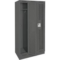 Clean Line Lockers, Bank of 3, 36" x 18" x 76", Steel, Charcoal, Rivet (Assembled), Perforated Chandler Sales