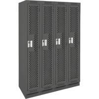 Clean Line Lockers, Bank of 4, 48" x 18" x 76", Steel, Charcoal, Rivet (Assembled), Perforated Chandler Sales