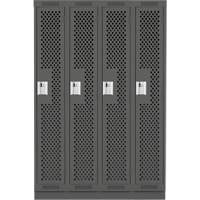 Clean Line Lockers, Bank of 4, 48" x 18" x 76", Steel, Charcoal, Rivet (Assembled), Perforated Chandler Sales