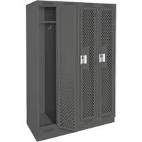 Clean Line Lockers, Bank of 4, 48" x 18" x 76", Steel, Charcoal, Rivet (Assembled), Perforated Chandler Sales