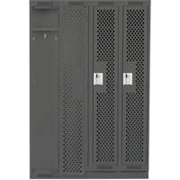 Clean Line Lockers, Bank of 4, 48" x 18" x 76", Steel, Charcoal, Rivet (Assembled), Perforated Chandler Sales