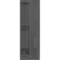 Clean Line Lockers, 2 -tier, Bank of 2, 24" x 12" x 76", Steel, Charcoal, Rivet (Assembled), Perforated Chandler Sales