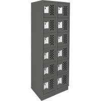 Assembled Lockerettes Clean Line Perforated Economy Lockers, 6 -tier, Bank of 2, 18" x 72" x 12", Steel Chandler Sales