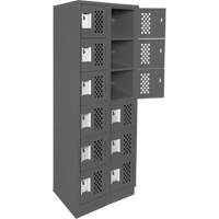 Assembled Lockerettes Clean Line Perforated Economy Lockers, 6 -tier, Bank of 2, 18" x 72" x 12", Steel Chandler Sales