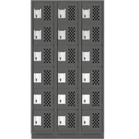 Assembled Lockerettes Clean Line Perforated Economy Lockers, 6 -tier, Bank of 3, 18" x 72" x 12", Steel Chandler Sales