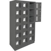 Assembled Lockerettes Clean Line Perforated Economy Lockers, 6 -tier, Bank of 3, 18" x 72" x 12", Steel Chandler Sales