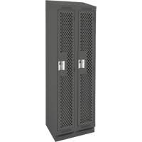 Clean Line Lockers, Bank of 2, 24" x 15" x 82", Steel, Charcoal, Rivet (Assembled), Perforated Chandler Sales