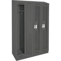 Clean Line Lockers, Bank of 4, 48" x 15" x 82", Steel, Charcoal, Rivet (Assembled), Perforated Chandler Sales