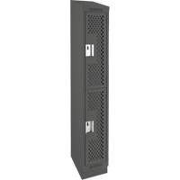 Clean Line Lockers, 2 -tier, 12" x 18" x 82", Steel, Charcoal, Rivet (Assembled), Perforated Chandler Sales