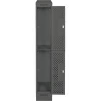 Clean Line Lockers, 2 -tier, 12" x 18" x 82", Steel, Charcoal, Rivet (Assembled), Perforated Chandler Sales