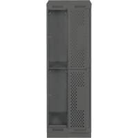 Clean Line Lockers, 2 -tier, Bank of 2, 24" x 15" x 82", Steel, Charcoal, Rivet (Assembled), Perforated Chandler Sales