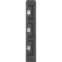 Clean Line Lockers, 3 -tier, 12" x 18" x 82", Steel, Charcoal, Rivet (Assembled), Perforated Chandler Sales