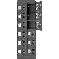 Assembled Lockerettes Clean Line Perforated Economy Lockers, 6 -tier, Bank of 2, 18" x 72" x 12", Steel Chandler Sales
