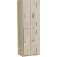 Concorde Heavy-Duty Lockers, 2 -tier, Bank of 2, 24" x 18" x 72", Steel, Beige, Welded (Assembled) Chandler Sales