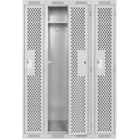 Clean Line Lockers, Bank of 4, 48" x 15" x 72", Steel, Grey, Rivet (Assembled), Perforated Chandler Sales