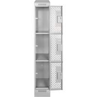 Clean Line Lockers, 3 -tier, 12" x 12" x 72", Steel, Grey, Rivet (Assembled), Perforated Chandler Sales