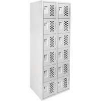 Clean-Line Perforated Lockerette, 6 -tier, Bank of 2, 15" x 72" x 12", Steel Chandler Sales