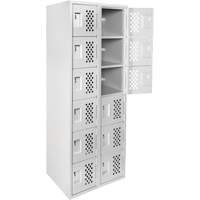 Clean-Line Perforated Lockerette, 6 -tier, Bank of 2, 15" x 72" x 12", Steel Chandler Sales