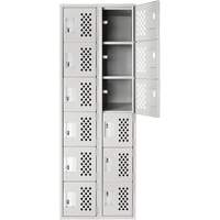 Clean-Line Perforated Lockerette, 6 -tier, Bank of 2, 15" x 72" x 12", Steel Chandler Sales