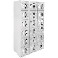 Clean-Line Perforated Lockerette, 6 -tier, Bank of 3, 15" x 72" x 12", Steel Chandler Sales