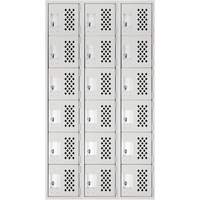 Clean-Line Perforated Lockerette, 6 -tier, Bank of 3, 15" x 72" x 12", Steel Chandler Sales