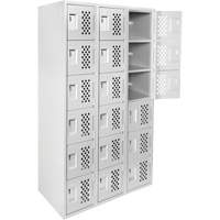 Clean-Line Perforated Lockerette, 6 -tier, Bank of 3, 15" x 72" x 12", Steel Chandler Sales