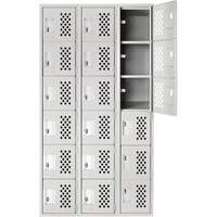 Clean-Line Perforated Lockerette, 6 -tier, Bank of 3, 15" x 72" x 12", Steel Chandler Sales