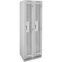 Clean Line Lockers, Bank of 2, 24" x 18" x 76", Steel, Grey, Rivet (Assembled), Perforated Chandler Sales