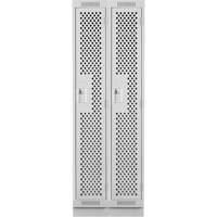 Clean Line Lockers, Bank of 2, 24" x 18" x 76", Steel, Grey, Rivet (Assembled), Perforated Chandler Sales