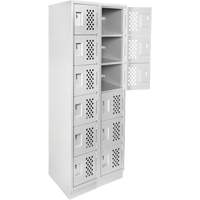 Assembled Lockerettes Clean Line Perforated Economy Lockers, 6 -tier, Bank of 2, 18" x 72" x 12", Steel Chandler Sales