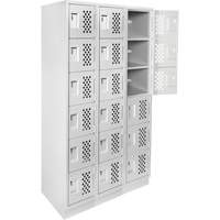 Assembled Lockerettes Clean Line Perforated Economy Lockers, 6 -tier, Bank of 3, 18" x 72" x 12", Steel Chandler Sales