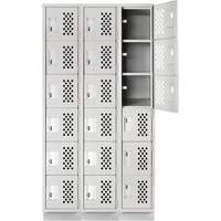 Assembled Lockerettes Clean Line Perforated Economy Lockers, 6 -tier, Bank of 3, 18" x 72" x 12", Steel Chandler Sales