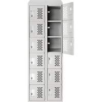 Assembled Lockerettes Clean Line Perforated Economy Lockers, 6 -tier, Bank of 2, 18" x 72" x 12", Steel Chandler Sales