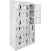 Clean-Line Perforated Lockerette, 6 -tier, Bank of 3, 12" x 72" x 12", Steel Chandler Sales