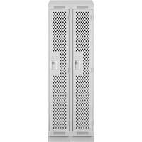 Clean Line Lockers, Bank of 2, 24" x 15" x 82", Steel, Grey, Rivet (Assembled), Perforated Chandler Sales