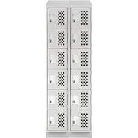 Assembled Lockerettes Clean Line Perforated Economy Lockers, 6 -tier, Bank of 2, 18" x 72" x 12", Steel Chandler Sales