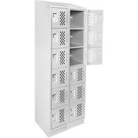 Assembled Lockerettes Clean Line Perforated Economy Lockers, 6 -tier, Bank of 2, 18" x 72" x 12", Steel Chandler Sales
