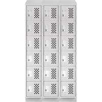 Assembled Lockerettes Clean Line Perforated Economy Lockers, 6 -tier, Bank of 3, 18" x 72" x 12", Steel Chandler Sales
