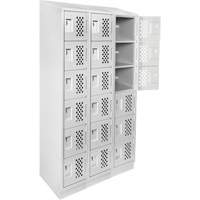 Assembled Lockerettes Clean Line Perforated Economy Lockers, 6 -tier, Bank of 3, 18" x 72" x 12", Steel Chandler Sales