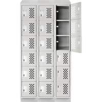 Assembled Lockerettes Clean Line Perforated Economy Lockers, 6 -tier, Bank of 3, 18" x 72" x 12", Steel Chandler Sales