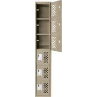 Assembled Lockerettes Clean Line Perforated Economy Lockers, 6 -tier, 18" x 72" x 12", Steel Chandler Sales