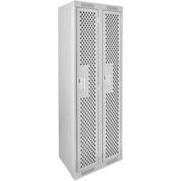 Clean Line Lockers, 2 -tier, 12" x 12" x 72", Steel, Grey, Rivet (Assembled), Perforated Chandler Sales