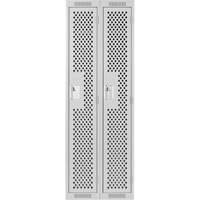 Clean Line Lockers, 2 -tier, 12" x 12" x 72", Steel, Grey, Rivet (Assembled), Perforated Chandler Sales
