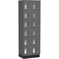 Concorde Heavy-Duty Lockers, 6 -tier, Bank of 2, 24" x 18" x 76", Steel, Charcoal, Welded (Assembled) Chandler Sales